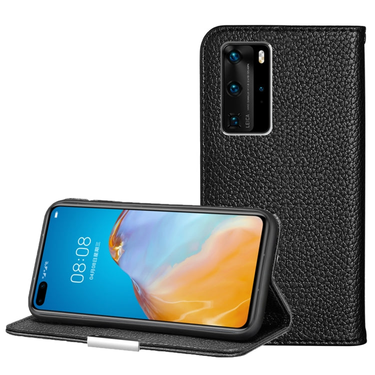 For Huawei P40 Pro Litchi Texture Solid Color Horizontal Flip Leather Case with Bracket & Card Slots & Wallet & Lanyard