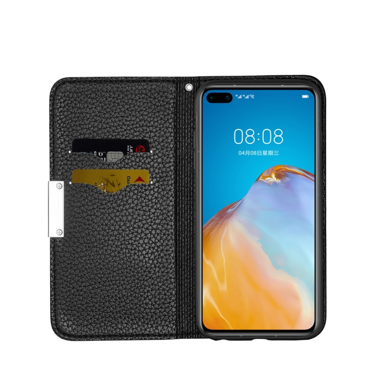 For Huawei P40 Pro Litchi Texture Solid Color Horizontal Flip Leather Case with Bracket & Card Slots & Wallet & Lanyard