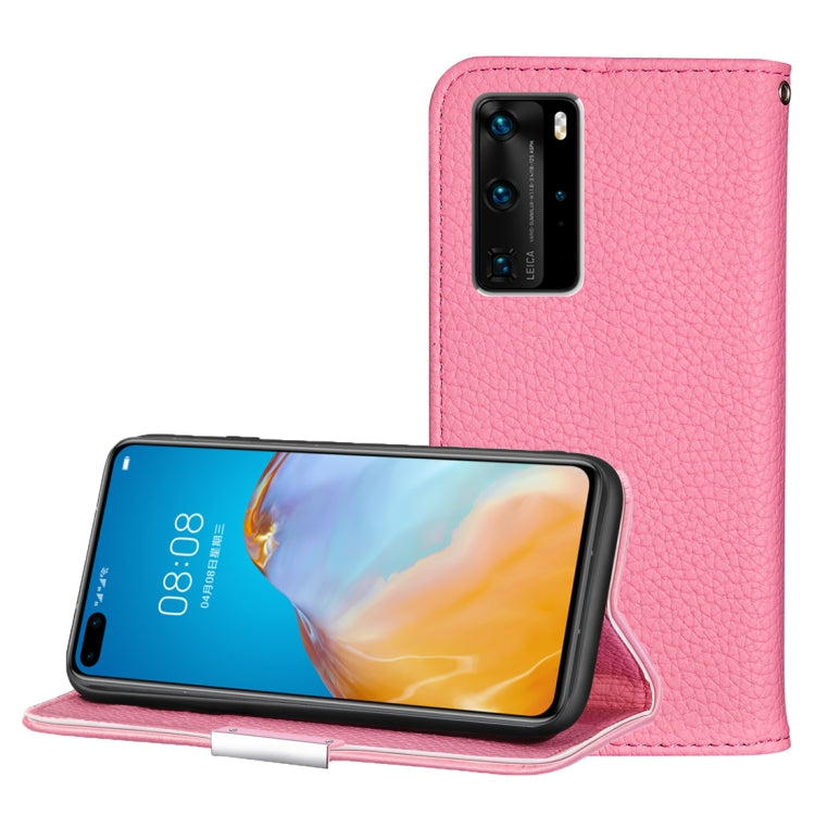 For Huawei P40 Pro Litchi Texture Solid Color Horizontal Flip Leather Case with Bracket & Card Slots & Wallet & Lanyard