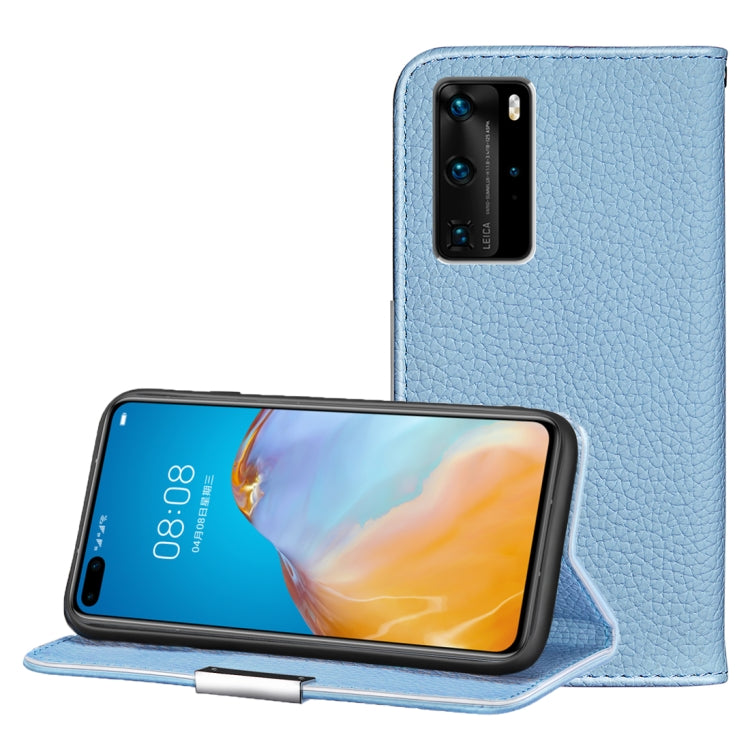 For Huawei P40 Pro Litchi Texture Solid Color Horizontal Flip Leather Case with Bracket & Card Slots & Wallet & Lanyard