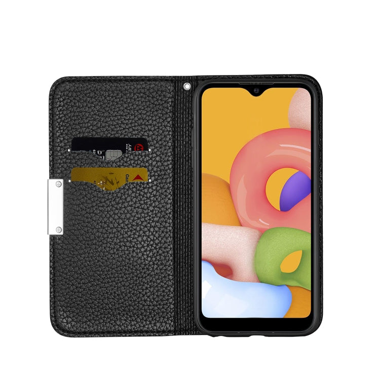 For Galaxy A01 Litchi Texture Solid Color Horizontal Flip Leather Case with Bracket & Card Slots & Wallet & Lanyard