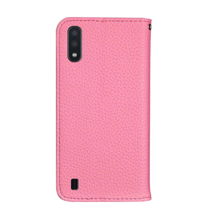 For Galaxy A01 Litchi Texture Solid Color Horizontal Flip Leather Case with Bracket & Card Slots & Wallet & Lanyard