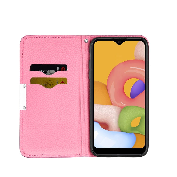 For Galaxy A01 Litchi Texture Solid Color Horizontal Flip Leather Case with Bracket & Card Slots & Wallet & Lanyard