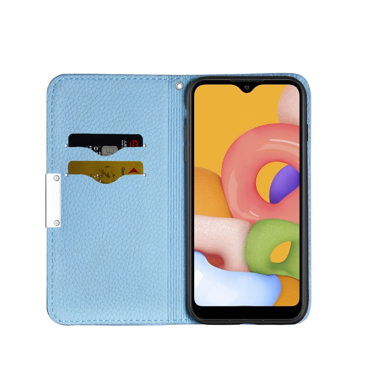 For Galaxy A01 Litchi Texture Solid Color Horizontal Flip Leather Case with Bracket & Card Slots & Wallet & Lanyard