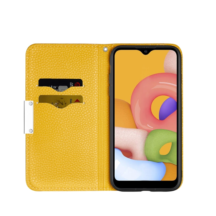For Galaxy A01 Litchi Texture Solid Color Horizontal Flip Leather Case with Bracket & Card Slots & Wallet & Lanyard