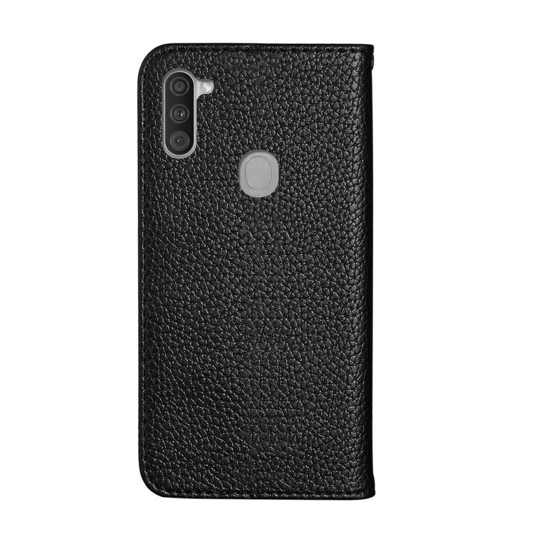 For Galaxy A11 Litchi Texture Solid Color Horizontal Flip Leather Case with Bracket & Card Slots & Wallet & Lanyard