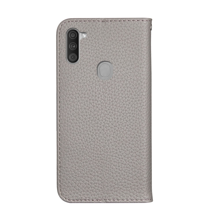 For Galaxy A11 Litchi Texture Solid Color Horizontal Flip Leather Case with Bracket & Card Slots & Wallet & Lanyard