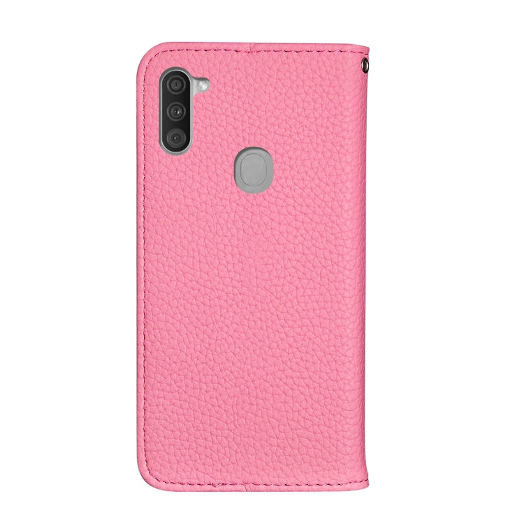 For Galaxy A11 Litchi Texture Solid Color Horizontal Flip Leather Case with Bracket & Card Slots & Wallet & Lanyard