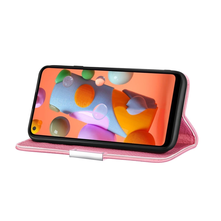 For Galaxy A11 Litchi Texture Solid Color Horizontal Flip Leather Case with Bracket & Card Slots & Wallet & Lanyard