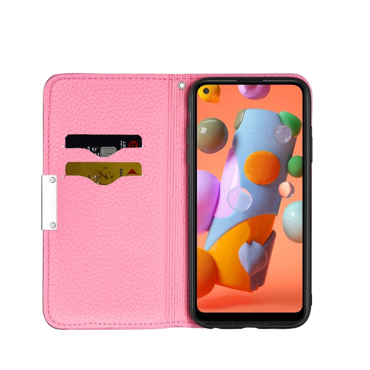 For Galaxy A11 Litchi Texture Solid Color Horizontal Flip Leather Case with Bracket & Card Slots & Wallet & Lanyard