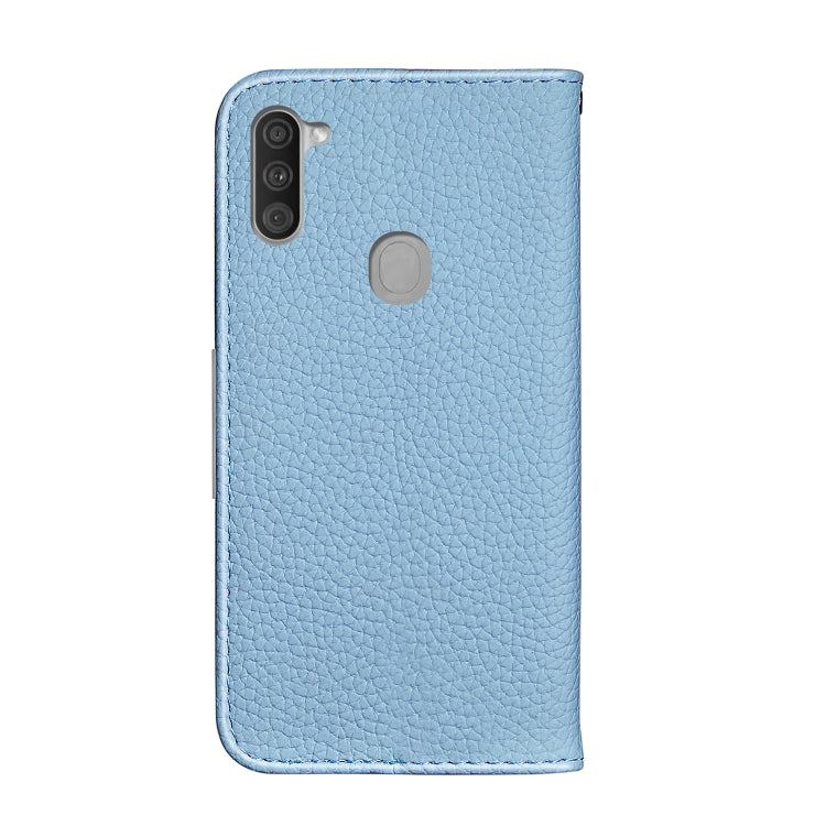 For Galaxy A11 Litchi Texture Solid Color Horizontal Flip Leather Case with Bracket & Card Slots & Wallet & Lanyard