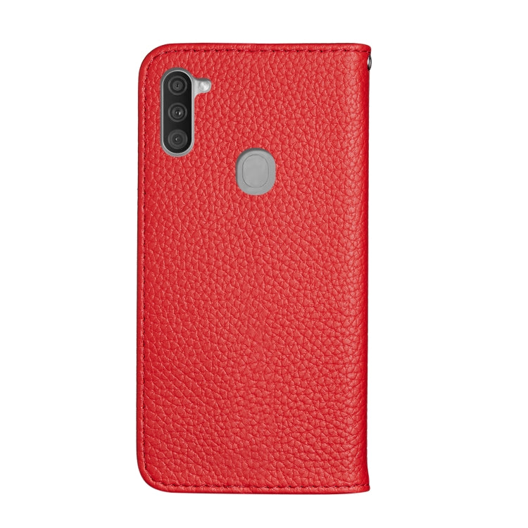 For Galaxy A11 Litchi Texture Solid Color Horizontal Flip Leather Case with Bracket & Card Slots & Wallet & Lanyard
