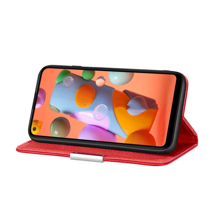 For Galaxy A11 Litchi Texture Solid Color Horizontal Flip Leather Case with Bracket & Card Slots & Wallet & Lanyard