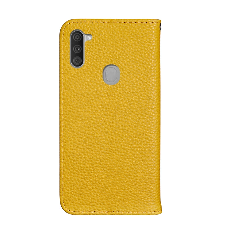 For Galaxy A11 Litchi Texture Solid Color Horizontal Flip Leather Case with Bracket & Card Slots & Wallet & Lanyard
