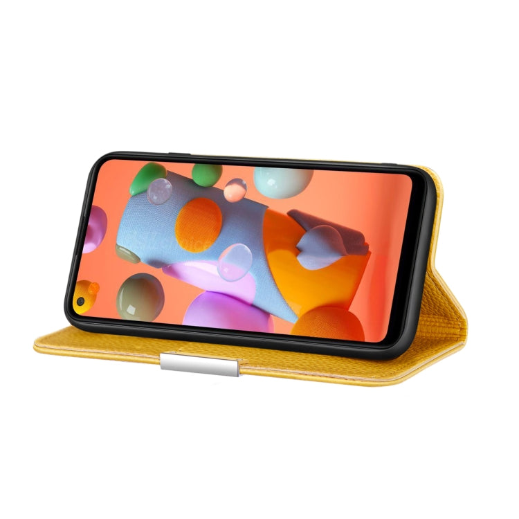For Galaxy A11 Litchi Texture Solid Color Horizontal Flip Leather Case with Bracket & Card Slots & Wallet & Lanyard