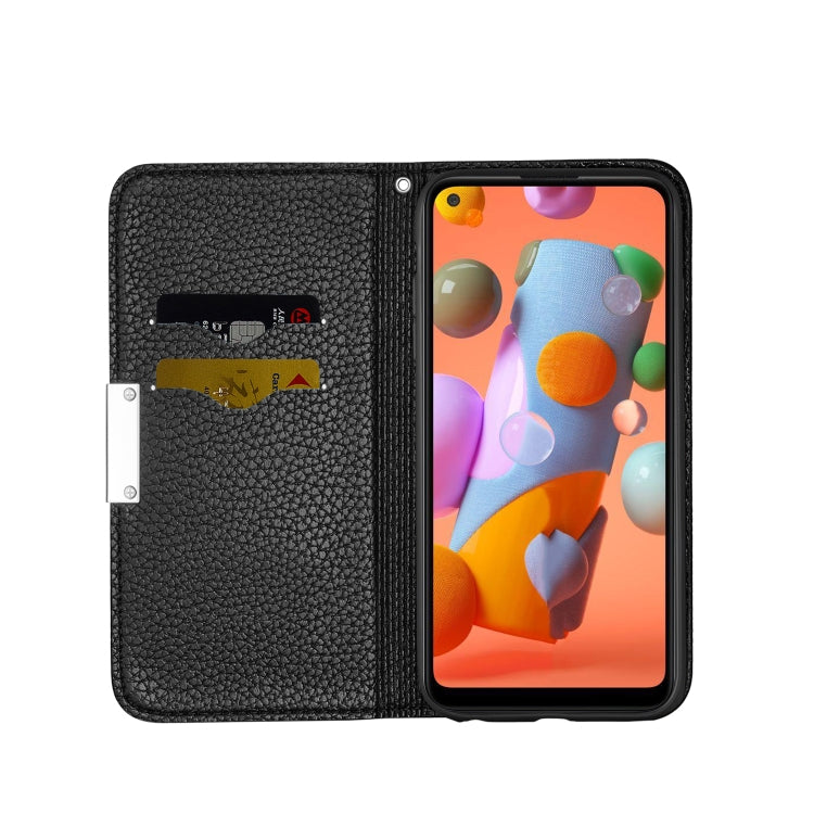 For Galaxy A21 Litchi Texture Solid Color Horizontal Flip Leather Case with Bracket & Card Slots & Wallet & Lanyard