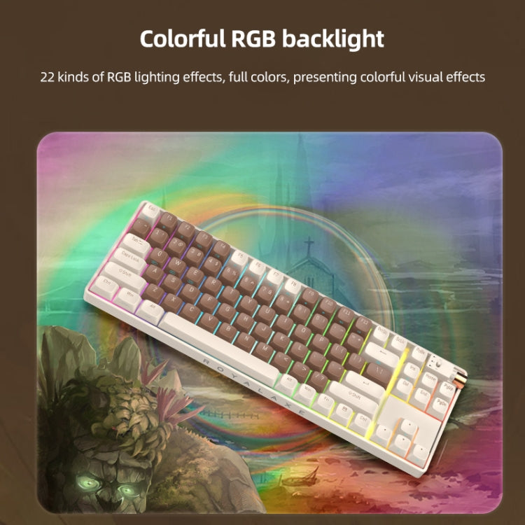 FOETOR R87 Wireless 2.4G Multi-bluetooth Charging Gaming Keyboard(White Coffee)