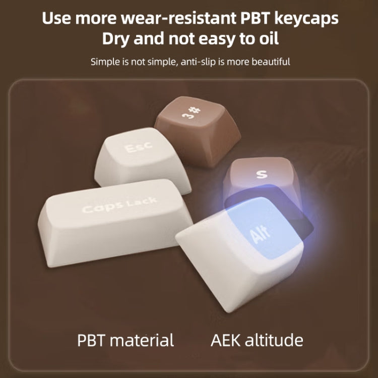 FOETOR R87 Wireless 2.4G Multi-bluetooth Charging Gaming Keyboard(White Coffee)