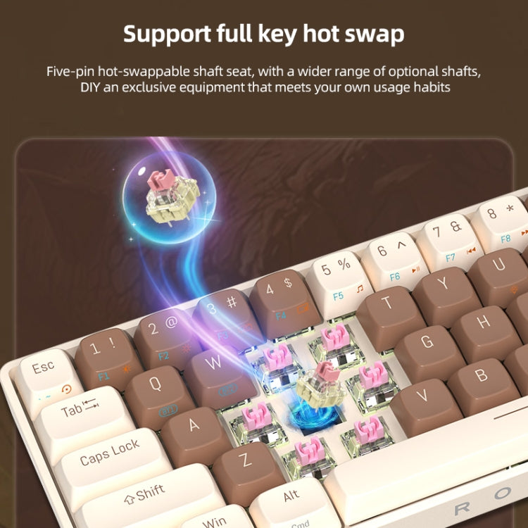 FOETOR R87 Wireless 2.4G Multi-bluetooth Charging Gaming Keyboard(White Coffee)