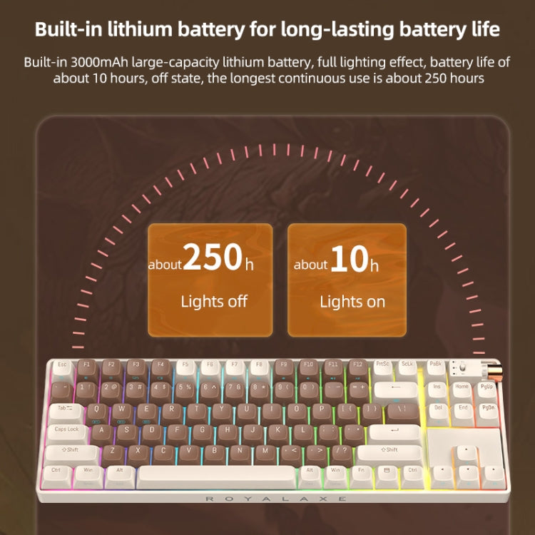 FOETOR R87 Wireless 2.4G Multi-bluetooth Charging Gaming Keyboard(White Coffee)