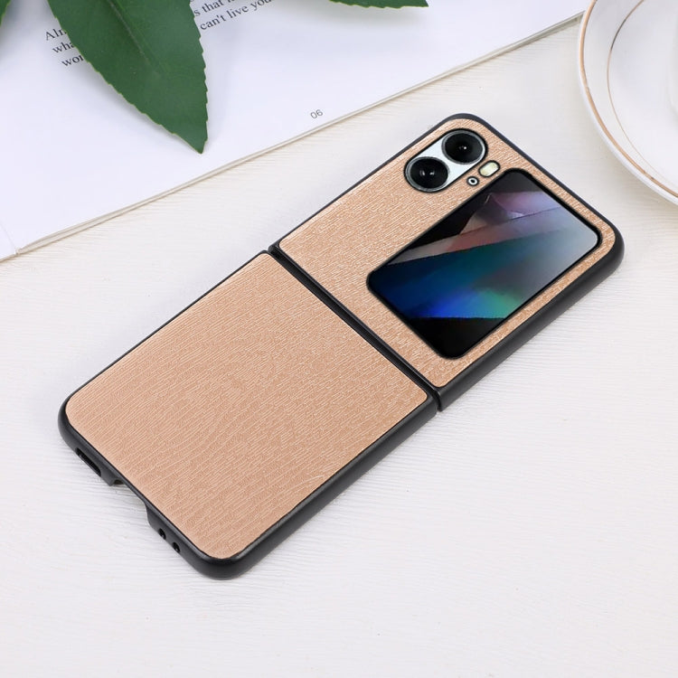 For OPPO Find N2 Flip Wood Texture PU Phone Case