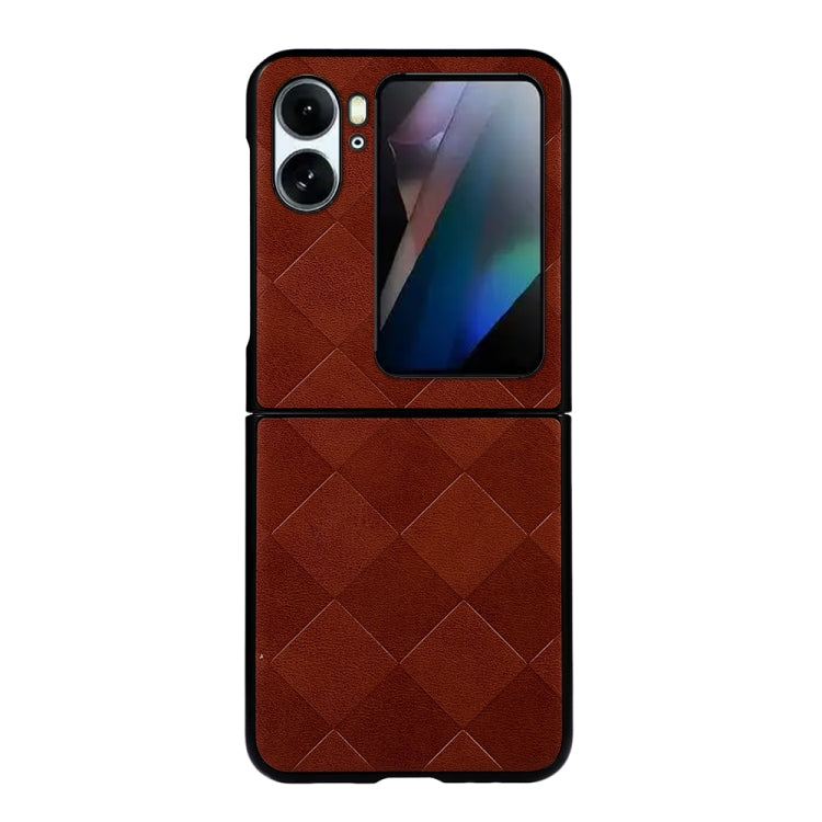 For OPPO Find N2 Flip Weave Plaid PU Phone Case