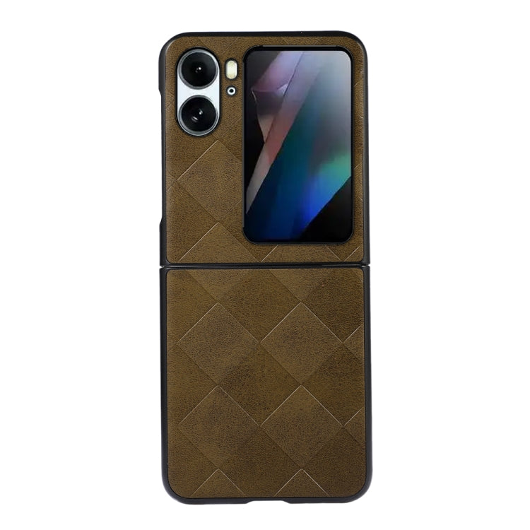 For OPPO Find N2 Flip Weave Plaid PU Phone Case
