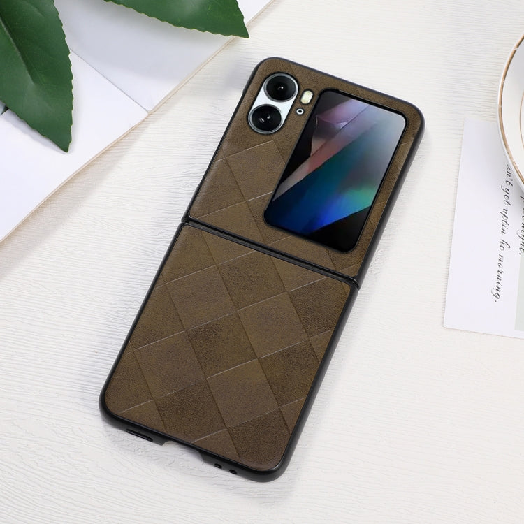 For OPPO Find N2 Flip Weave Plaid PU Phone Case