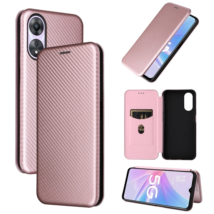 For OPPO A58 5G Carbon Fiber Texture Flip Leather Phone Case