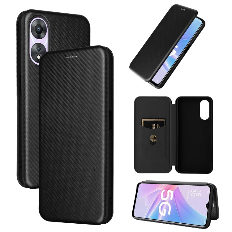 For OPPO A58 5G Carbon Fiber Texture Flip Leather Phone Case