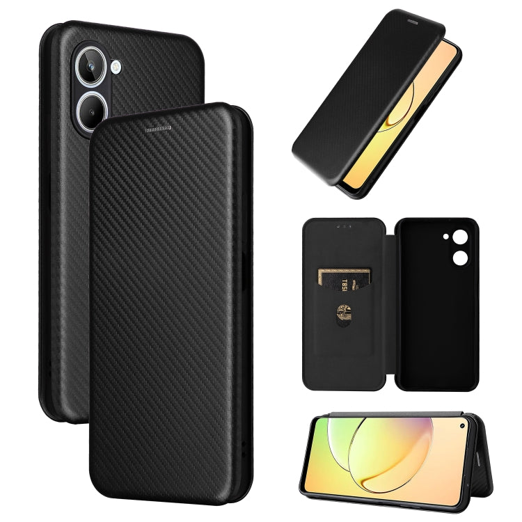 For Realme 10 4G Carbon Fiber Texture Flip Leather Phone Case