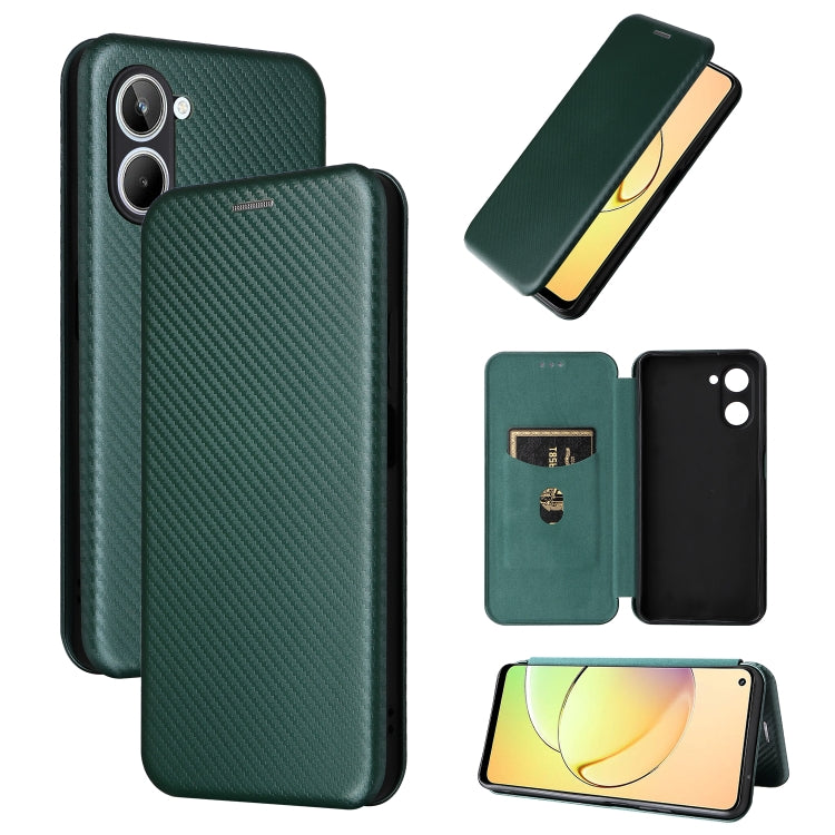 For Realme 10 4G Carbon Fiber Texture Flip Leather Phone Case