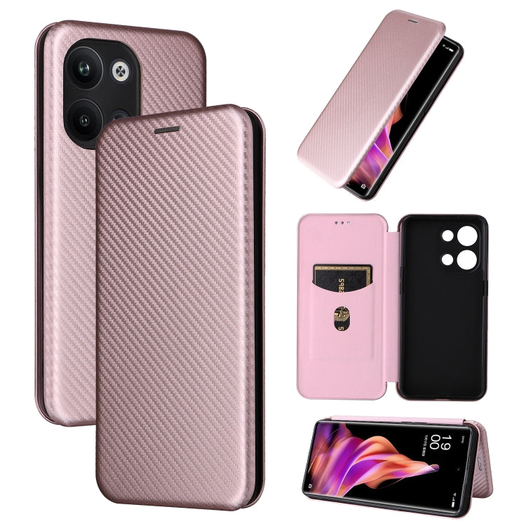 For OPPO Reno9 / Reno9 Pro 5G Carbon Fiber Texture Flip Leather Phone Case