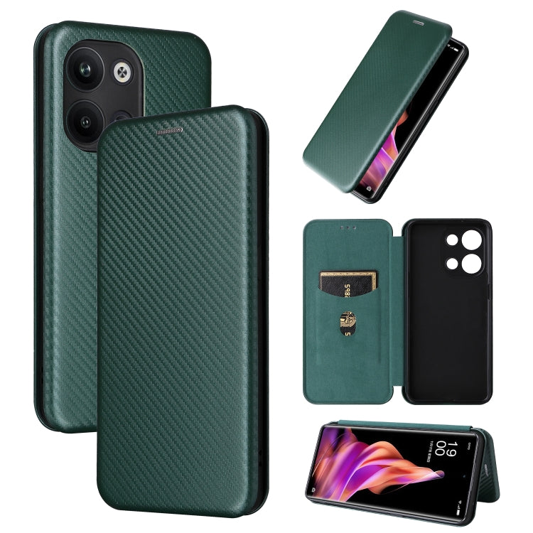 For OPPO Reno9 / Reno9 Pro 5G Carbon Fiber Texture Flip Leather Phone Case