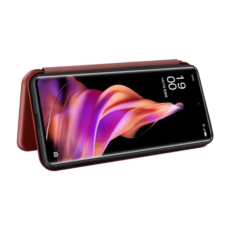For OPPO Reno9 / Reno9 Pro 5G Carbon Fiber Texture Flip Leather Phone Case