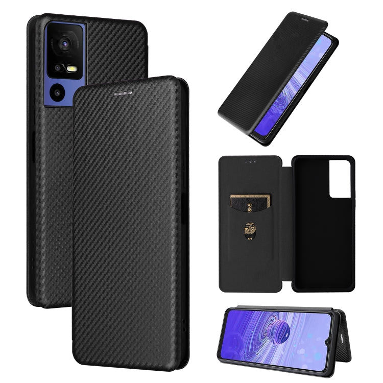 For TCL 40SE Carbon Fiber Texture Flip Leather Phone Case