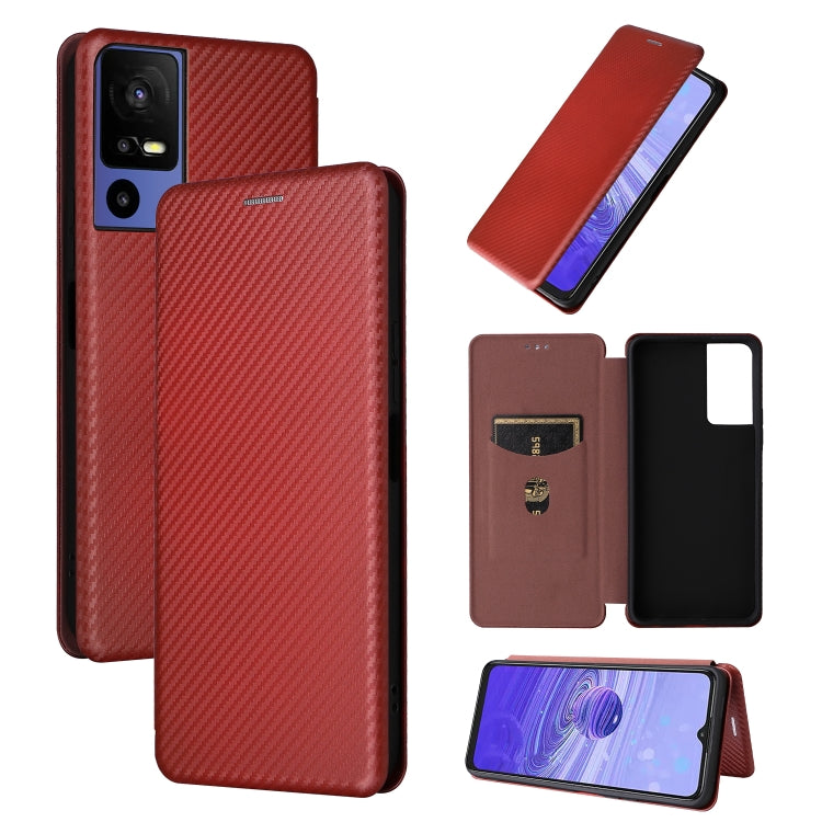 For TCL 40SE Carbon Fiber Texture Flip Leather Phone Case