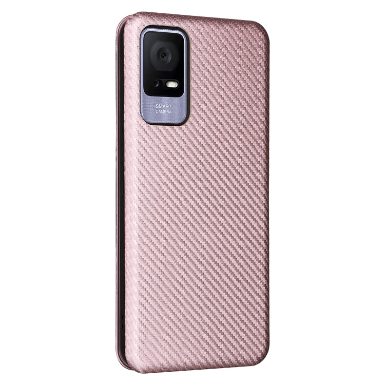 For TCL 405 Carbon Fiber Texture Flip Leather Phone Case