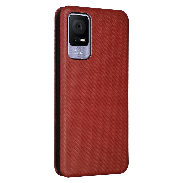 For TCL 405 Carbon Fiber Texture Flip Leather Phone Case