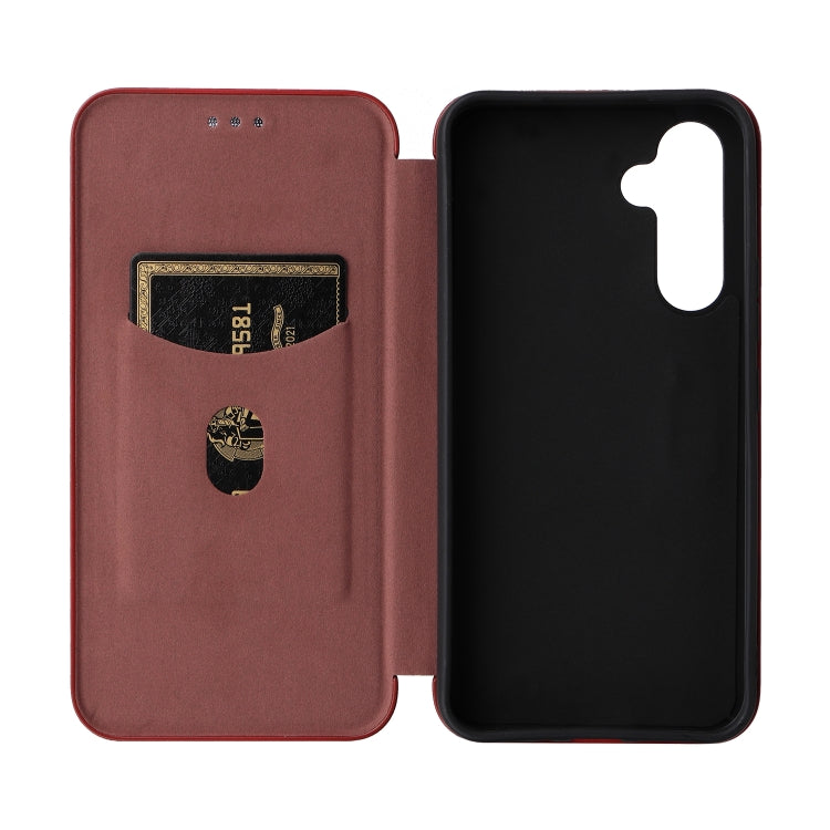 For Samsung Galaxy A34 5G Carbon Fiber Texture Flip Leather Phone Case