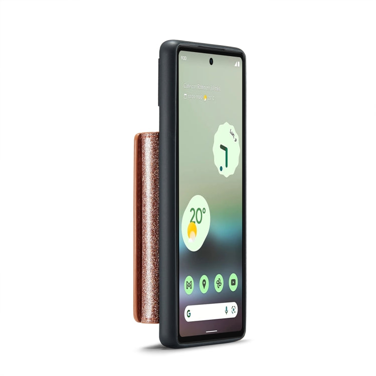 For Google Pixel 6a DG.MING M3 Series Glitter Powder Card Bag Leather Case