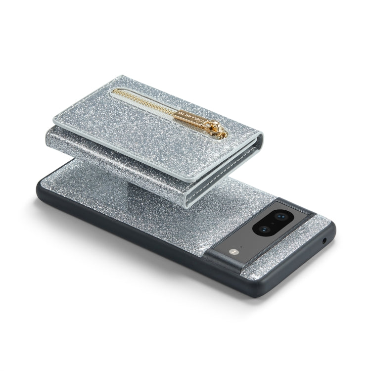 For Google Pixel 7 DG.MING M3 Series Glitter Powder Card Bag Leather Case