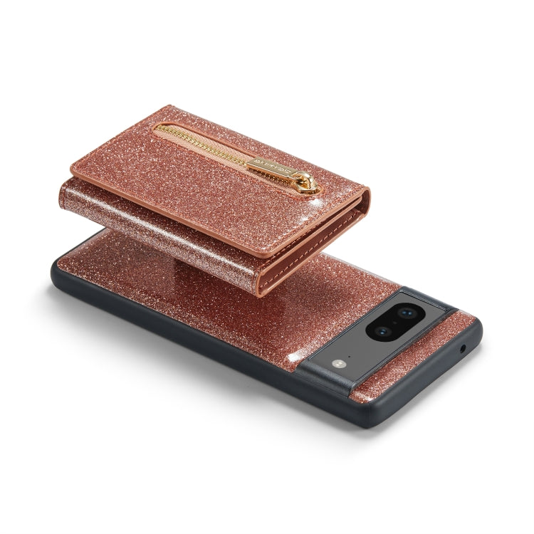 For Google Pixel 7 DG.MING M3 Series Glitter Powder Card Bag Leather Case