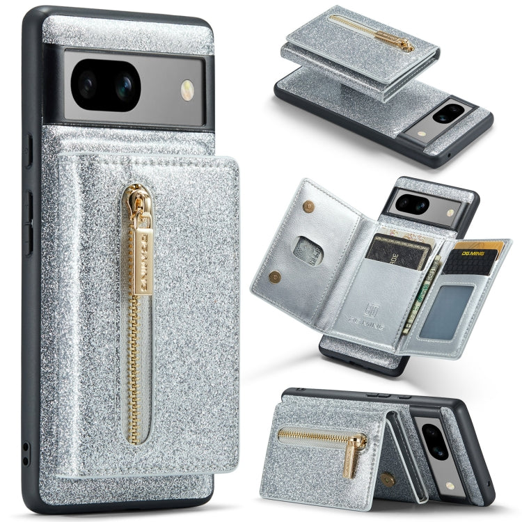 For Google Pixel 7A DG.MING M3 Series Glitter Powder Card Bag Leather Case