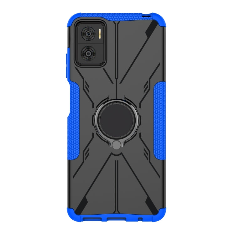 For Motorola Moto E22 Armor Bear Shockproof PC + TPU Phone Case with Ring