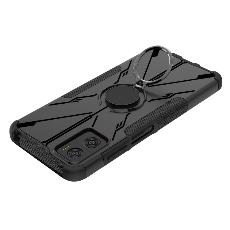 For Motorola Moto E22 Armor Bear Shockproof PC + TPU Phone Case with Ring