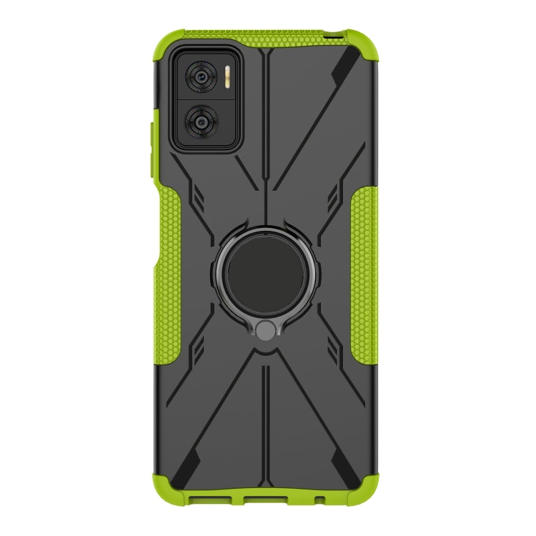 For Motorola Moto E22 Armor Bear Shockproof PC + TPU Phone Case with Ring