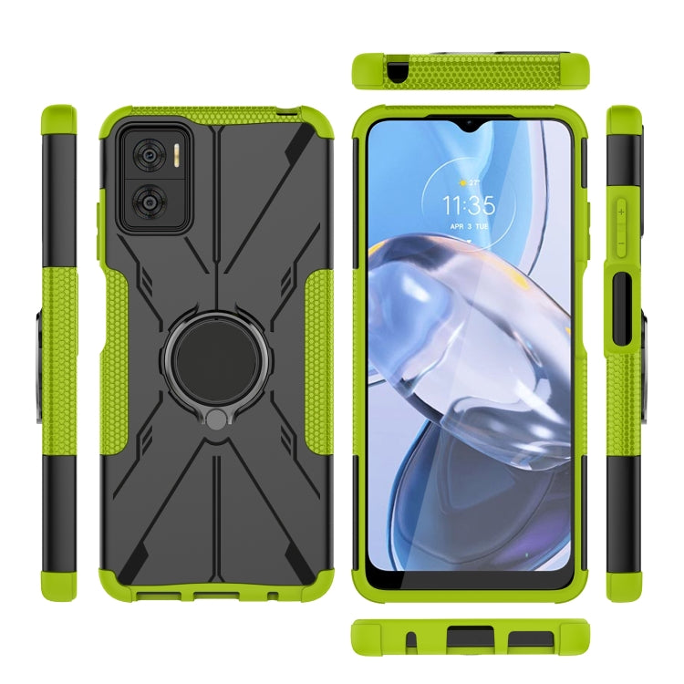 For Motorola Moto E22 Armor Bear Shockproof PC + TPU Phone Case with Ring