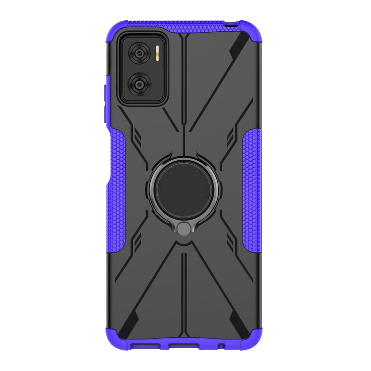 For Motorola Moto E22 Armor Bear Shockproof PC + TPU Phone Case with Ring