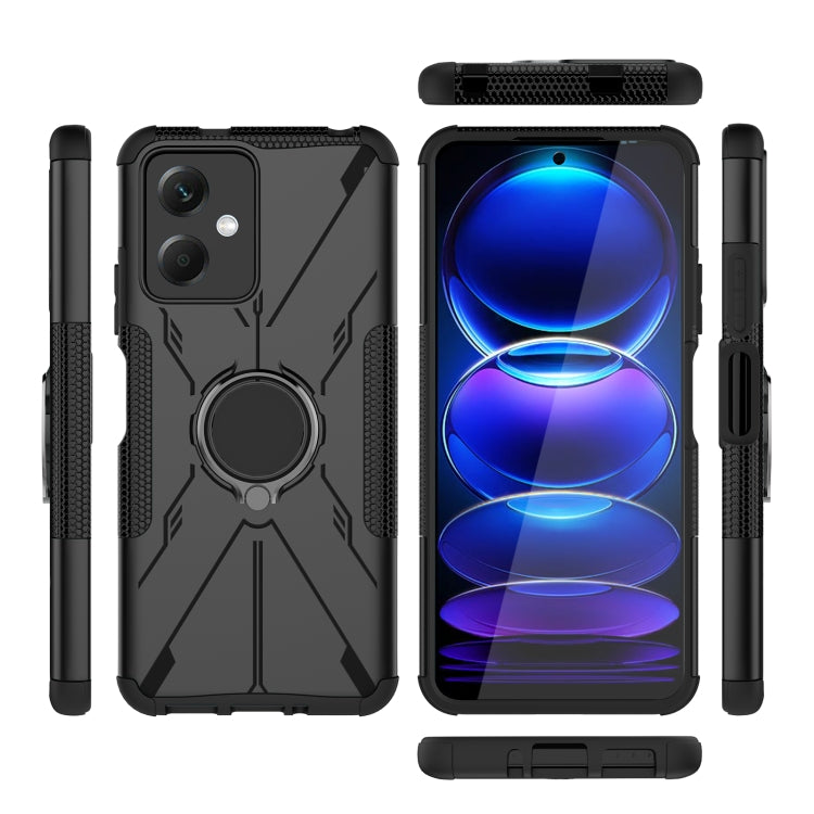 For Xiaomi Redmi Note 12 5G Armor Bear Shockproof PC + TPU Phone Case with Ring